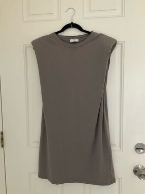 Babaton Sleeveless Shift Dress in Taupe Gray Size Medium